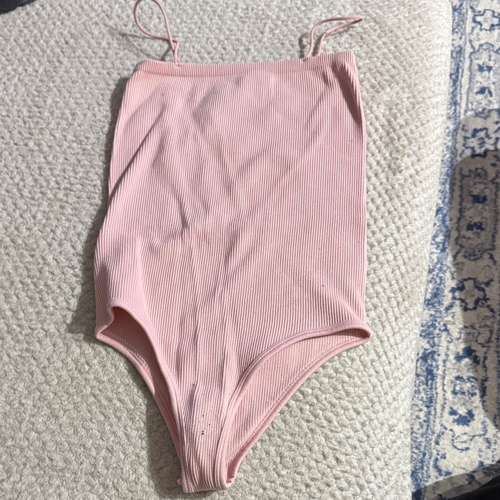 Zara Pink Ribbed Bodysuit